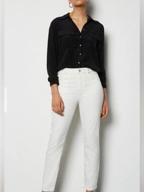 Karen Millen High-Rise White Straight-Leg Jeans